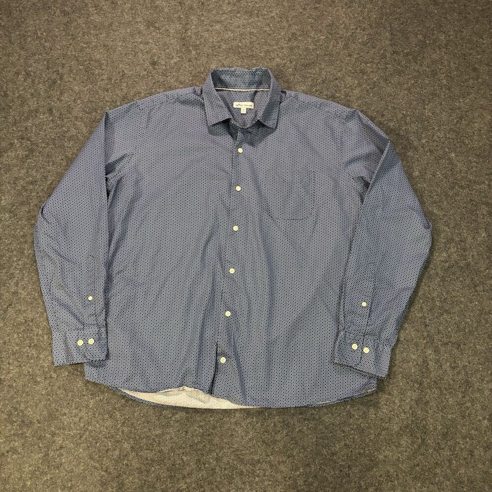 Peter Millar Button Shirt Men's Size XL Cotton Geometric Long Sleeve
